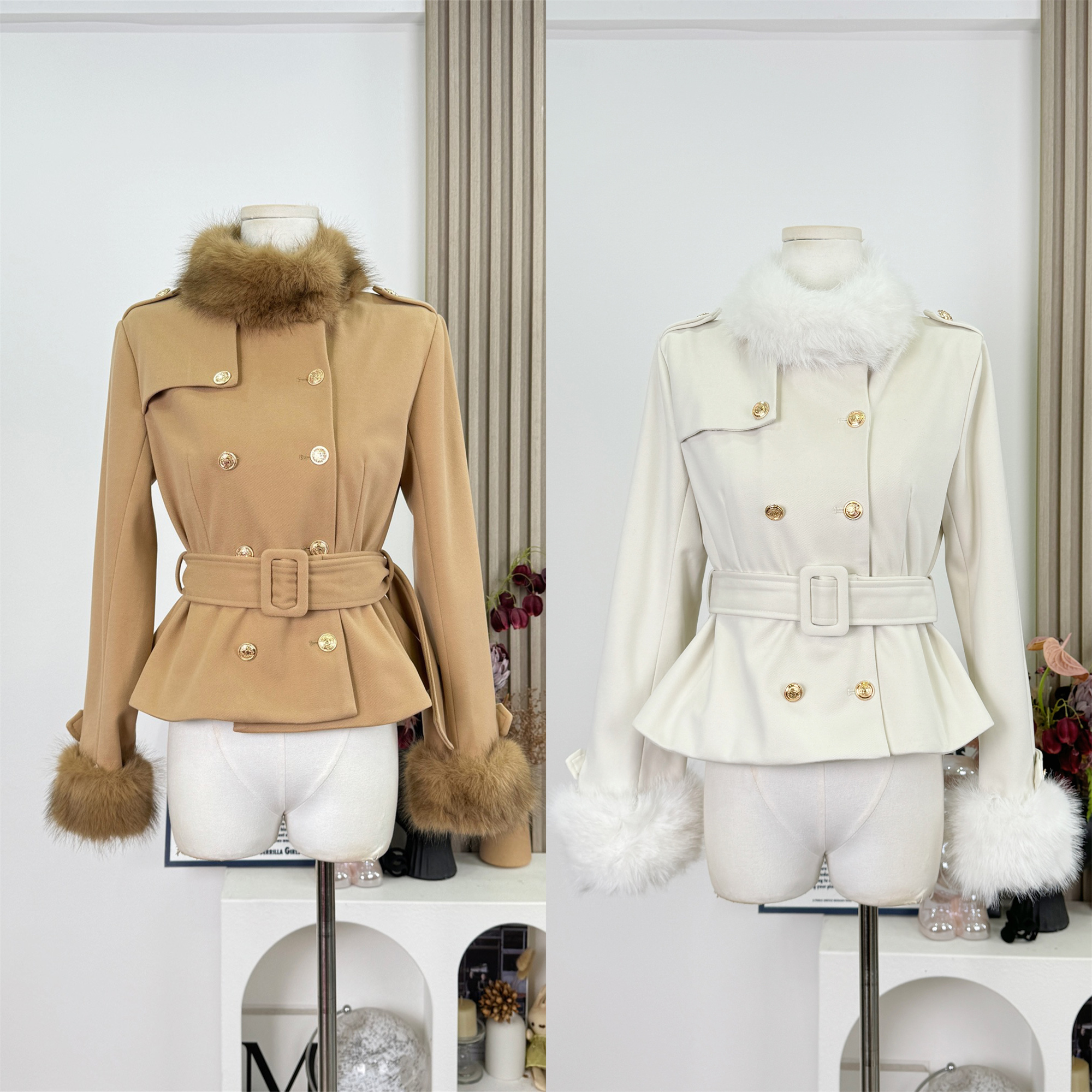 杜总家 伦敦记忆*原创千金优雅气质系带收腰秋冬季短款翻领外套女