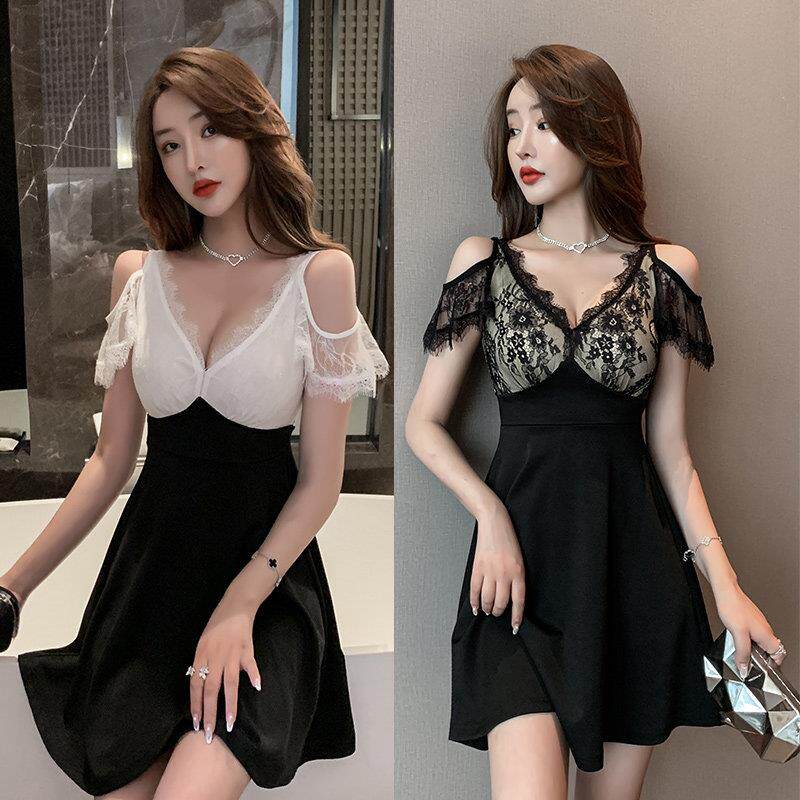 女装新款2022爆款气质显瘦性感蕾丝连衣裙女夜场足浴技师工作裙子