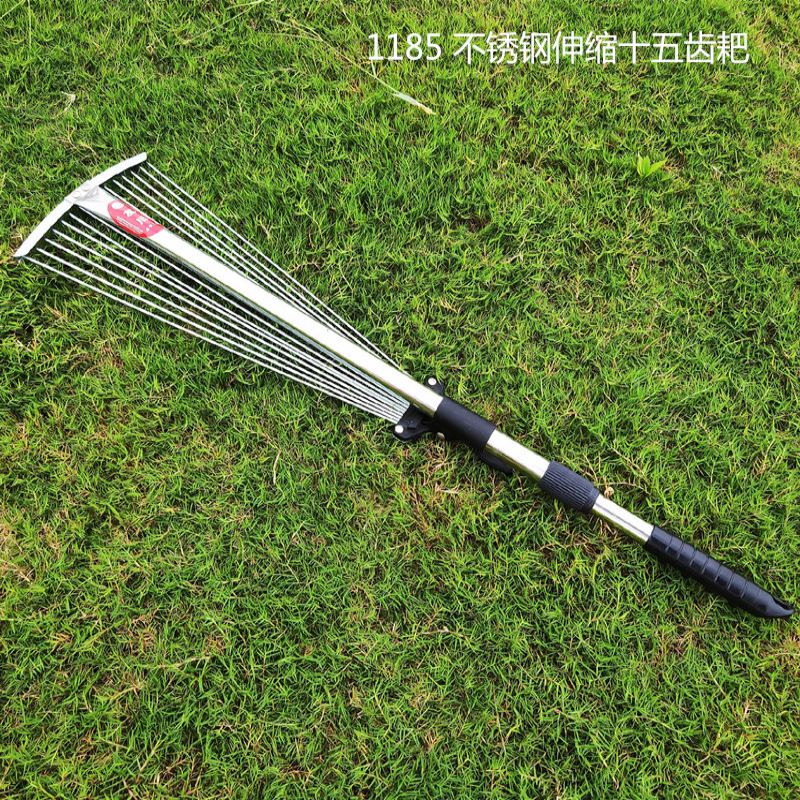 不锈钢管伸缩式草耙 十五齿九齿耙子 迷你钉耙 清扫落叶废草工具