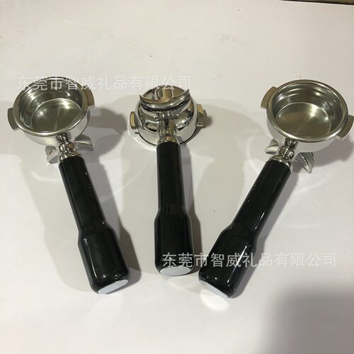 厂批E61咖啡机手柄 不锈钢双耳双嘴58mm 半自动意式实木手柄现货