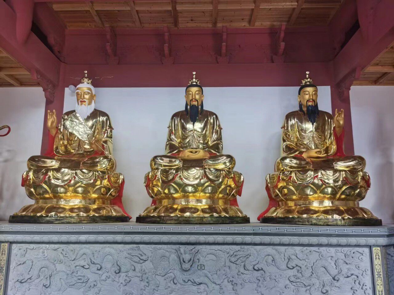 三清神像 太上老君元始灵宝道德三清祖师像树脂玻璃钢木雕铸铜像