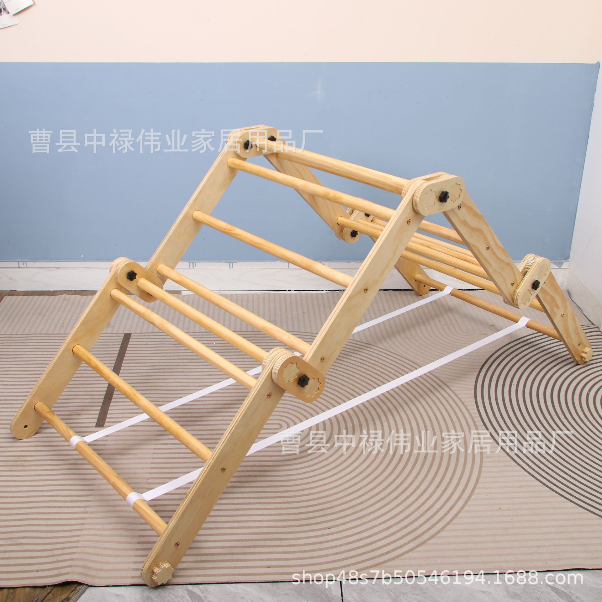 儿童室内游乐场攀爬玩具 蒙特梭利可折叠木制滑梯拱形摇杆攀爬架