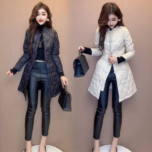 时尚洋气减龄宽松显瘦棉衣中长