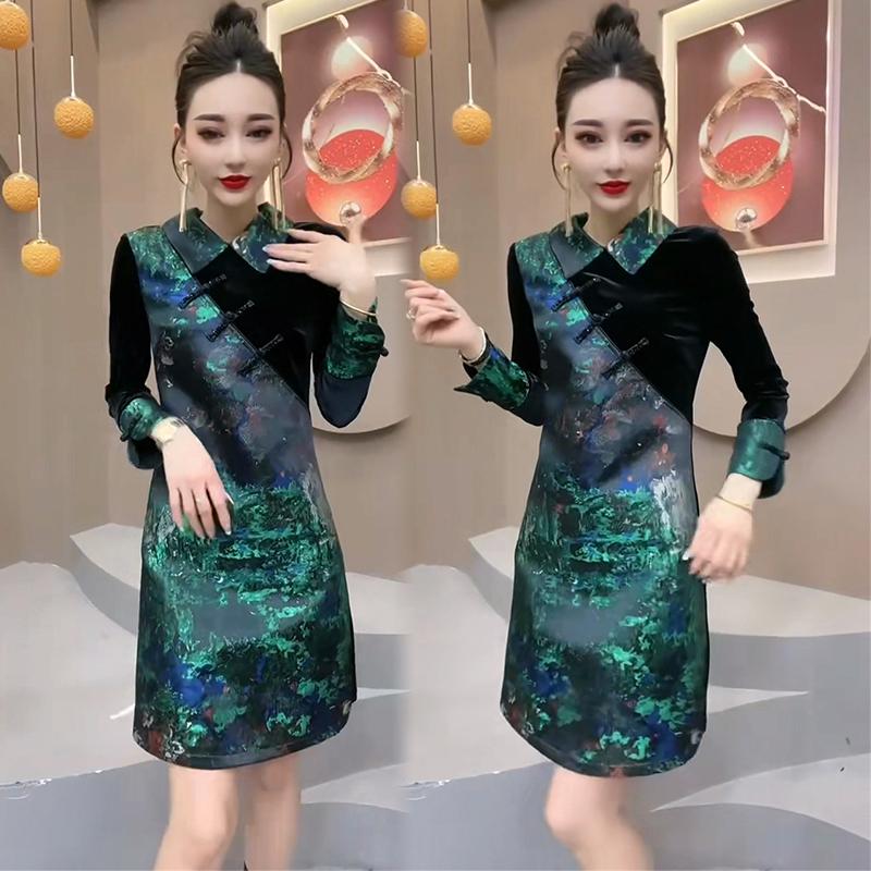 款中式修身连衣裙旗袍裙