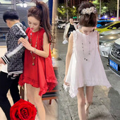 娃娃衫 法式 设计感不规则小众宽松无袖 女夏季 中长上衣 甜美背心衬衫