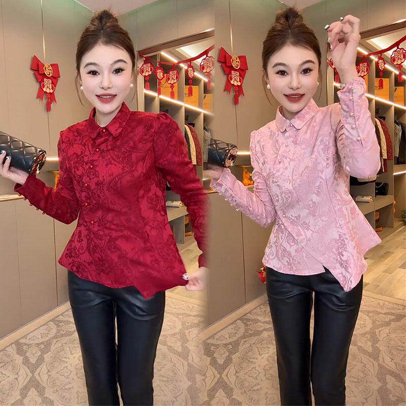 新中式国风盘扣衬衫中长款设计感