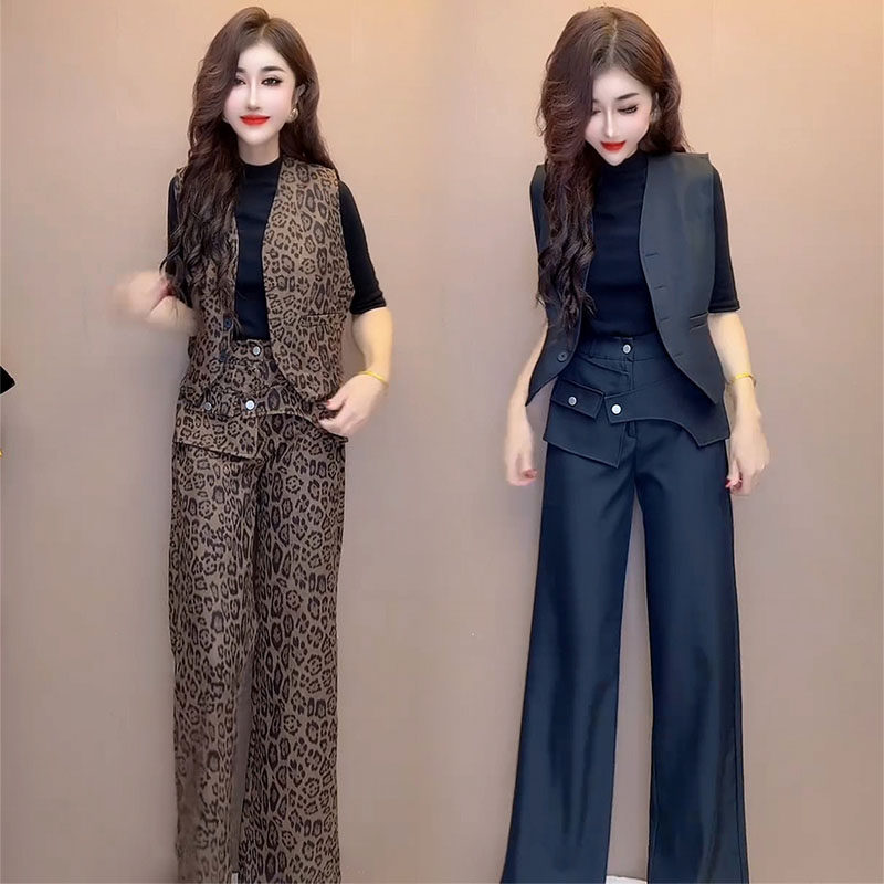 高级感气质豹纹时尚套装女25秋冬洋气减龄设计感马甲阔腿裤两件套,女装/女士精品,时尚套装,淘宝优惠券,粉丝福利购,淘宝优惠卷