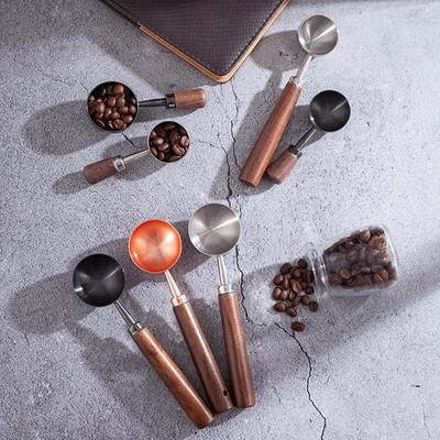 一物一家304不锈钢胡桃木咖啡勺量匙奶粉勺15ml30ml烘焙量勺短柄