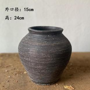 微瑕疵花盆孤品处理盆复古做旧泥瓦粗陶盆插干花花瓶摆件 清特价