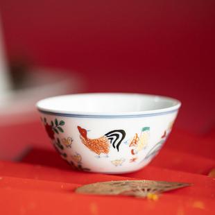 平仄鸡缸杯景德镇陶瓷主人杯仿古茶具茶杯薄胎单杯茶碗茶盏茶碗