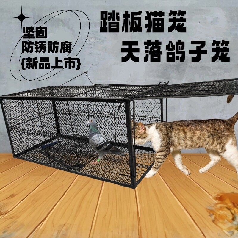 抓猫爱心救助笼新款踏板式捕猫笼驱猫笼子鸽子天落笼多功能笼