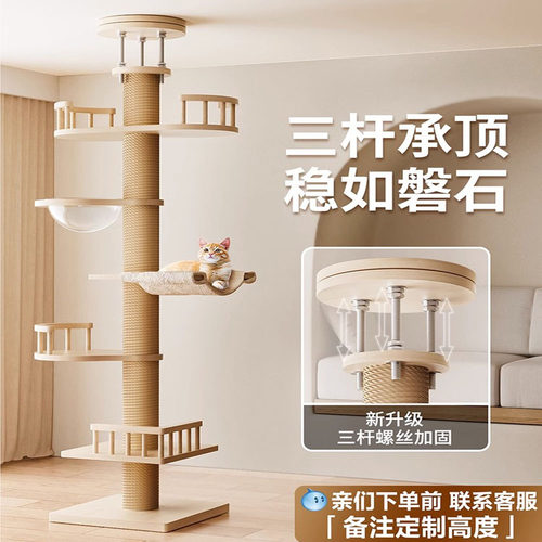 猫爬架子顶天立地通天柱实木跳台