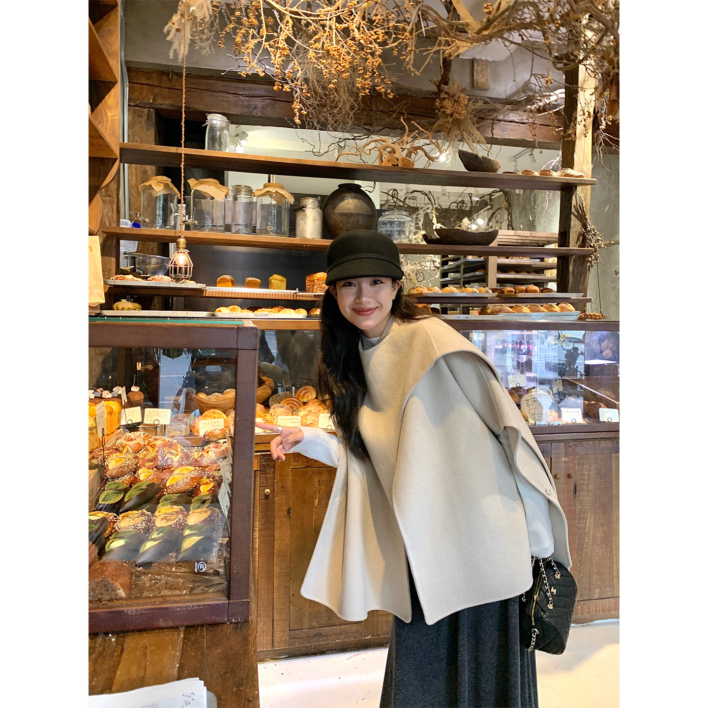 DaqianwithU 纯色羊毛斗篷大衣不规则披肩式双面尼外套女秋冬,女装/女士精品,短外套,淘宝优惠券,粉丝福利购,淘宝优惠卷