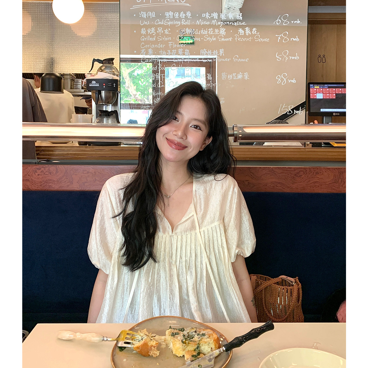 DaqianwithU夏日风琴 温柔凉感醋酸气质上衣女肌理感宽松短袖衬衫,女装/女士精品,衬衫,淘宝优惠券,粉丝福利购,淘宝优惠卷