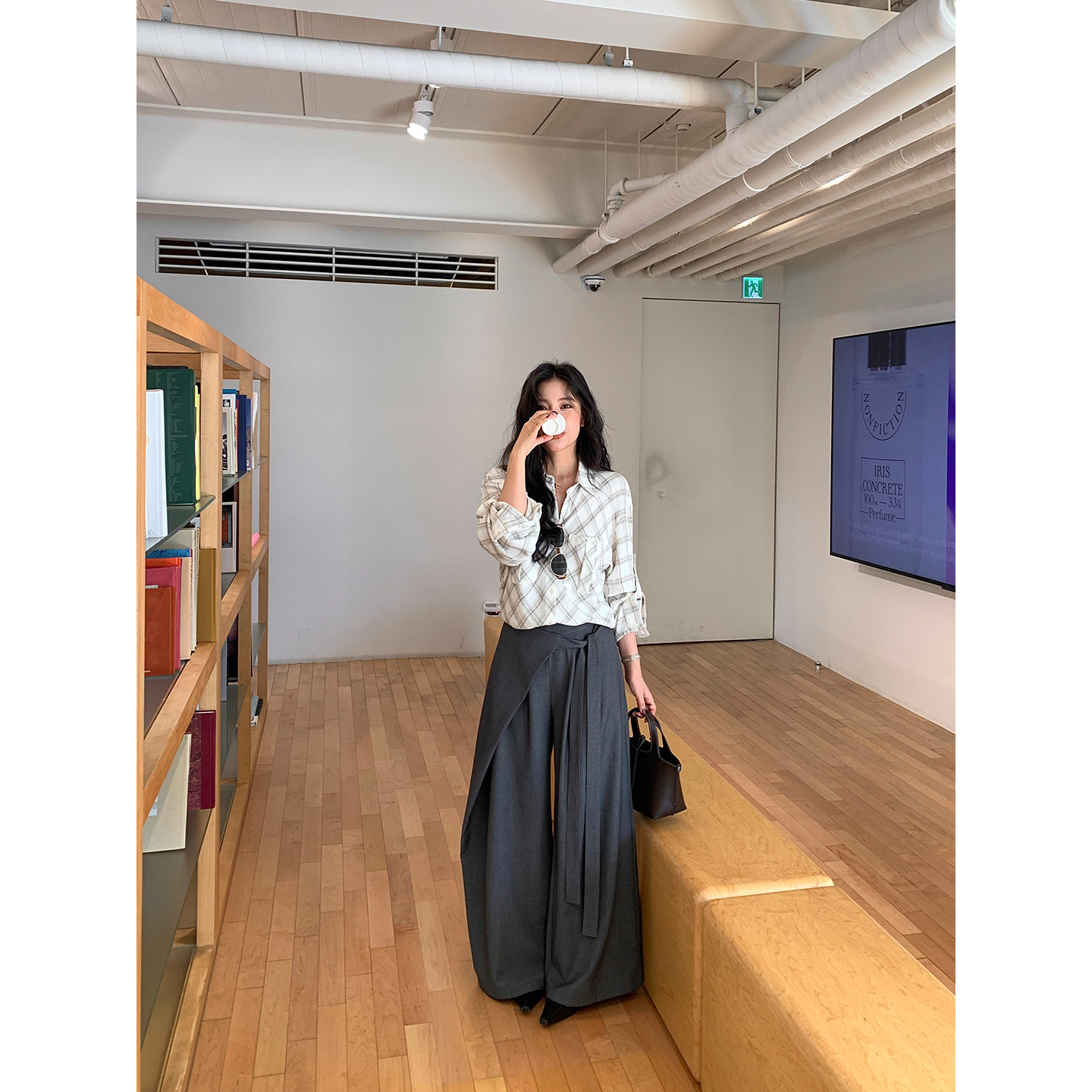 DaqianwithU 不规则设计感绑带廓形西装裤女秋冬季遮胯直筒休闲裤,女装/女士精品,西装裤/正装裤,淘宝优惠券,粉丝福利购,淘宝优惠卷