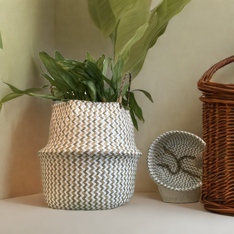 草编花盆编织藤编花篮装饰家居