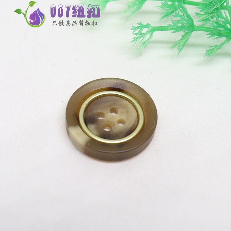 007纽扣玉色花纹圆形金色圆环纽扣