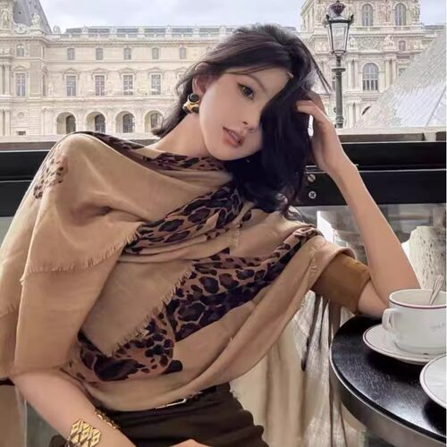 美式复古金钱豹披肩女春秋老钱风
