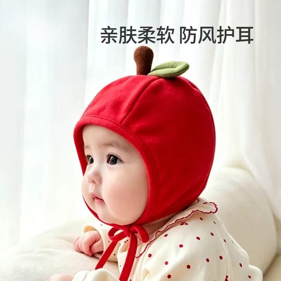 婴儿帽子秋宝宝小月龄胎帽红色