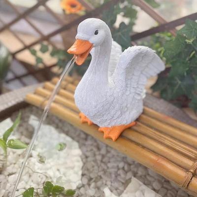 天鹅喷水树脂摆饰庭院阳台假山池塘鱼缸造景装饰品空调出水管外接