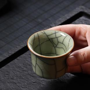 青瓷功夫茶杯传世哥窑龙泉冰裂陶瓷主人杯单杯品茗杯茶具复古家用