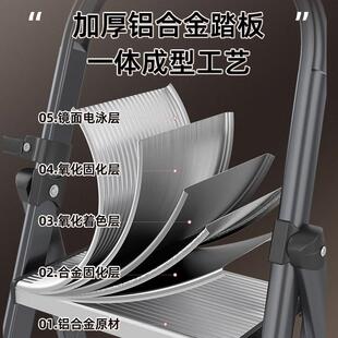 德国铝合金梯子家用折叠伸缩加厚室内多功能折叠梯小型轻便人字梯