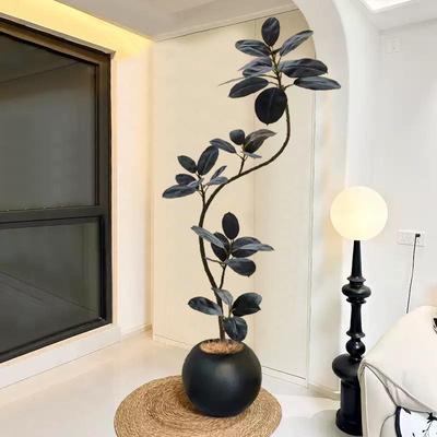 黑金刚橡皮树仿真绿植室内沙发旁假植物仿生盆栽大型客厅装饰摆件