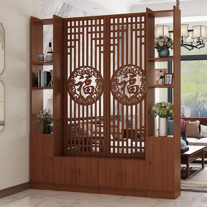 新中式屏风隔断客厅装饰墙遮挡实木正对门口进门雕花入户玄关柜