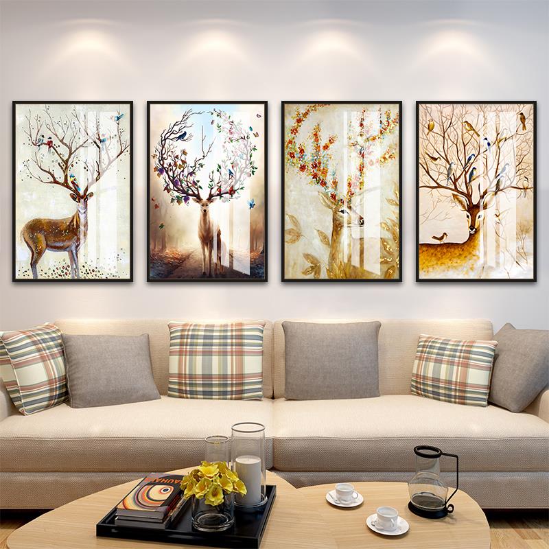 客厅装饰画 现代简约沙发背景墙画四联卧室ins 北欧风格墙面挂画