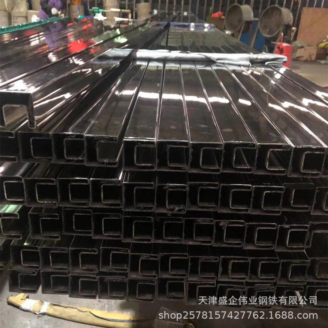 玻璃卡槽用不锈钢凹槽管304不锈钢圆槽管不锈钢护栏管供应