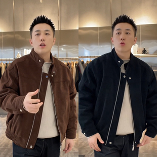 冬季简约厚款保暖立领拉链夹克男休闲外套潮流百搭高级感纯色男装