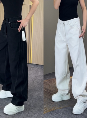 直播间同款冬季男士新款潮流加绒牛仔裤韩版弯刀设计休闲裤直筒裤