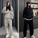 直播间同款高街贴皮十字花加厚设计款连帽卫衣弯刀卫裤套装情侣款