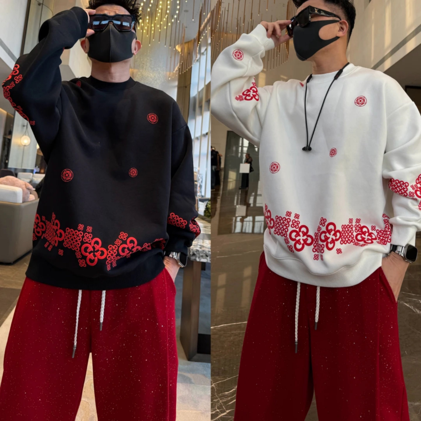 【新春贺岁】马年中国风加绒圆领长袖卫衣男保暖休闲潮流新年上衣