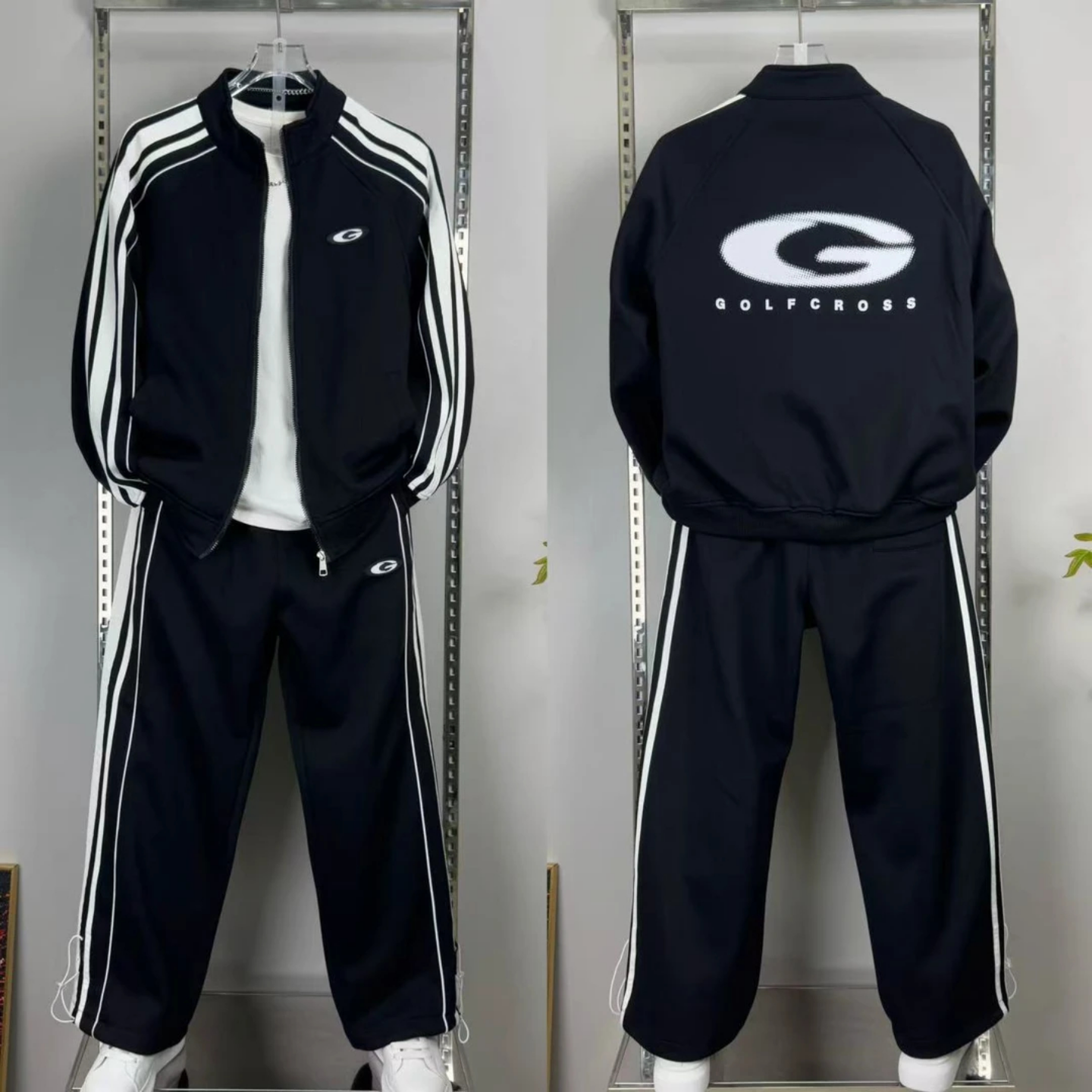 秋季男士立领运动卫衣外套阔腿裤俩件套宽松潮牌情侣款休闲套装