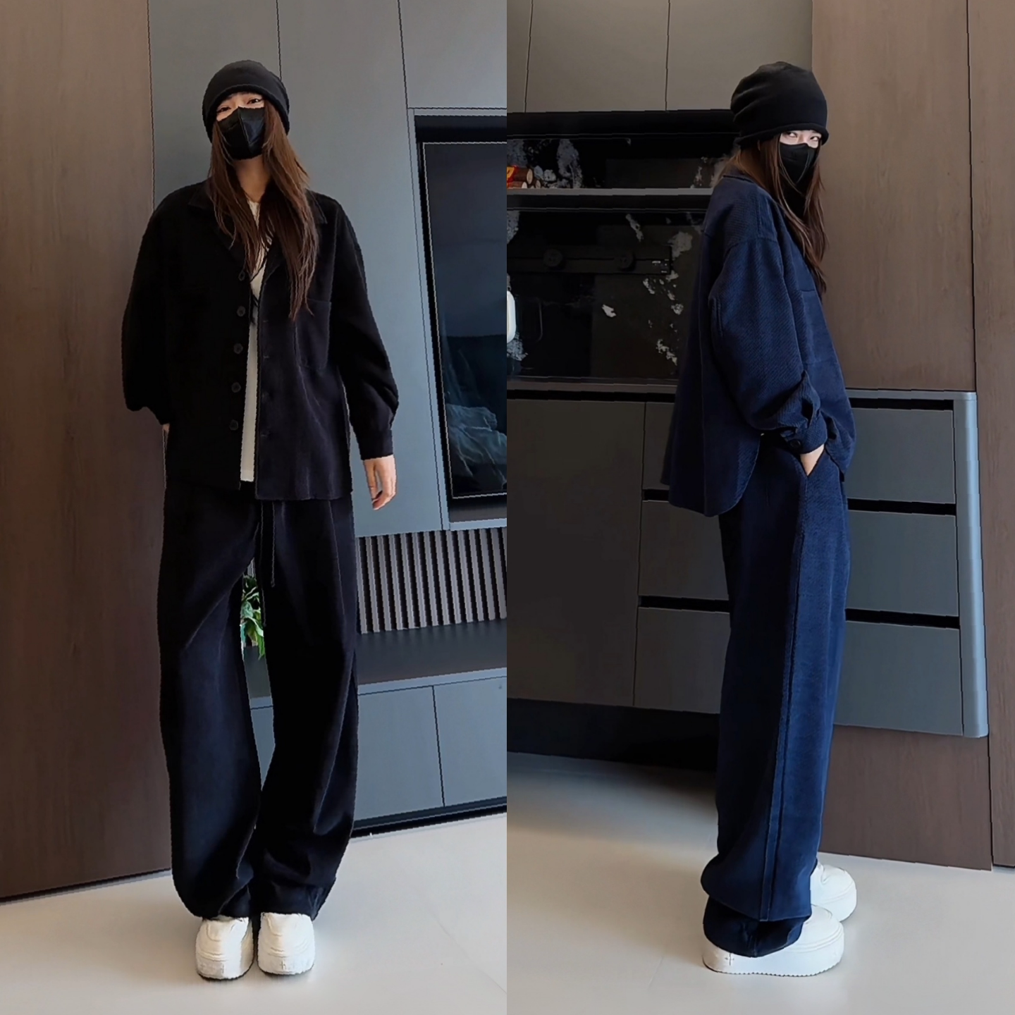 秋季简约慵懒风休闲套装男图片