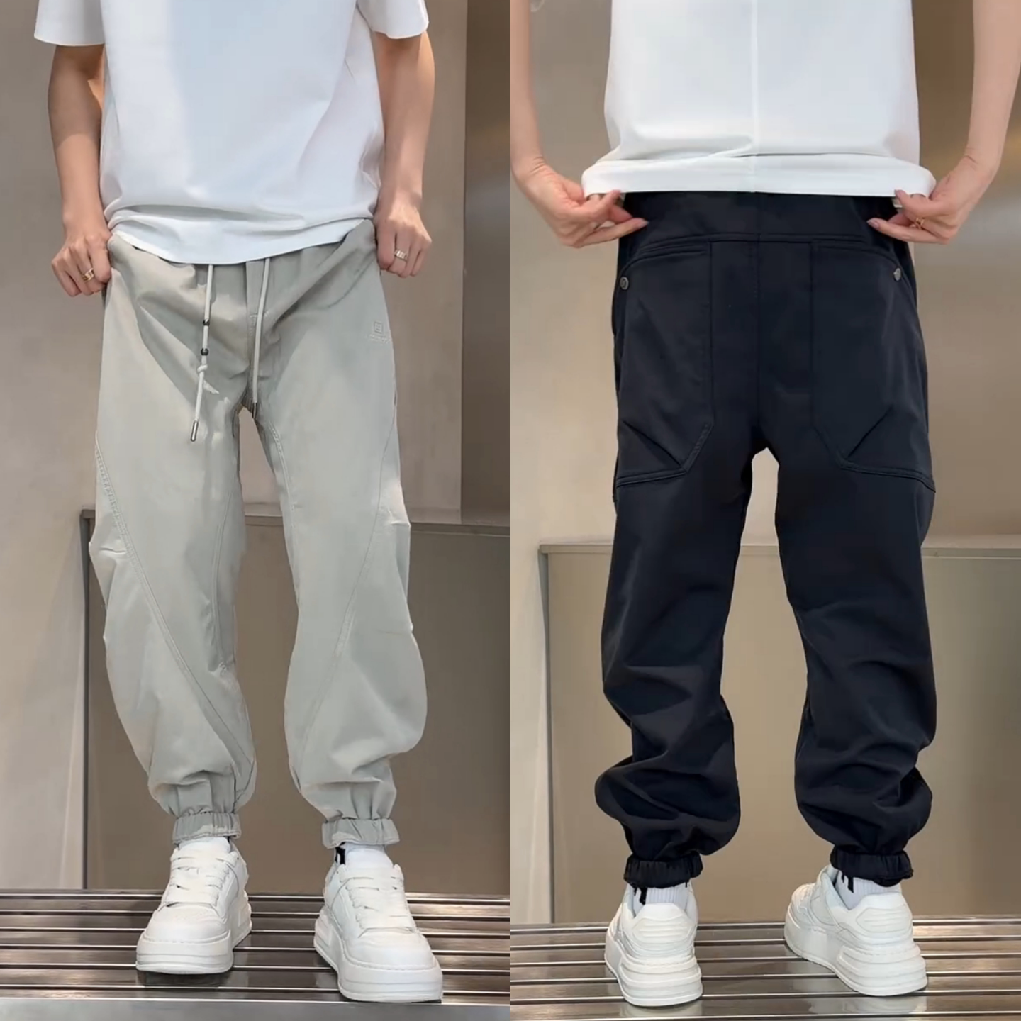 秋季上新休闲时尚设计感束脚裤男