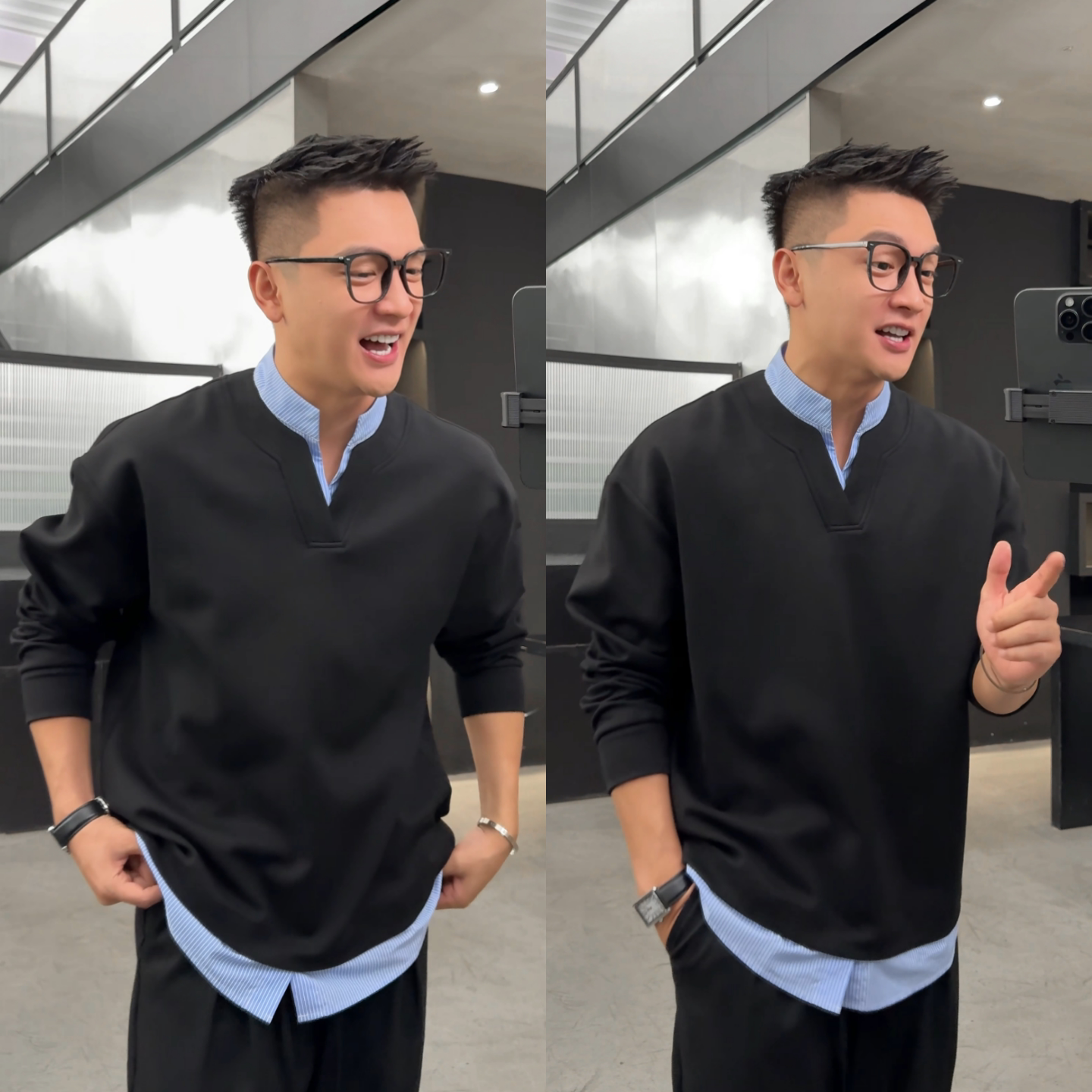 秋季上新简约休闲风假两件卫衣男