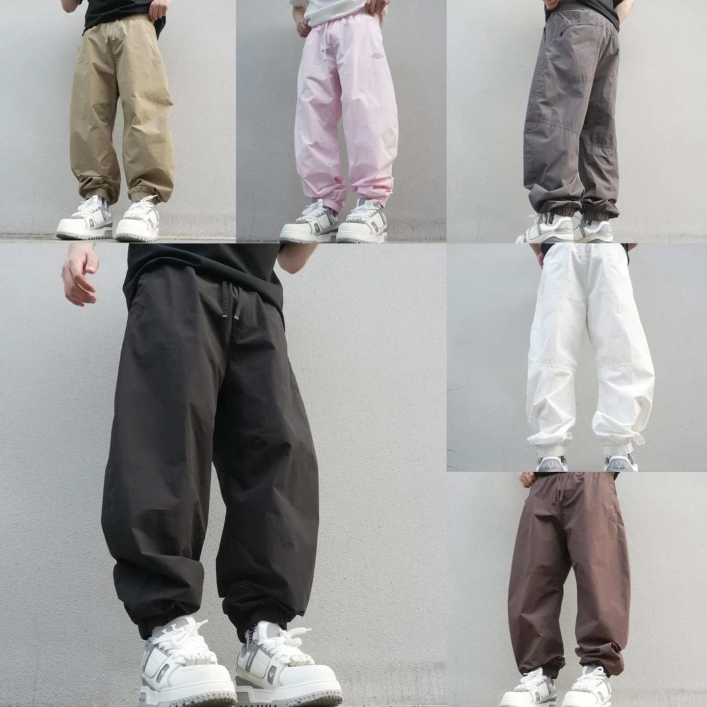 春季新款时尚潮流男士工装裤潮牌休闲束脚裤拉链口袋设计美式长裤