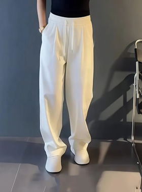 男士冬季新款加绒直筒休闲裤韩版潮流时尚垂感无束缚感卫裤长裤男