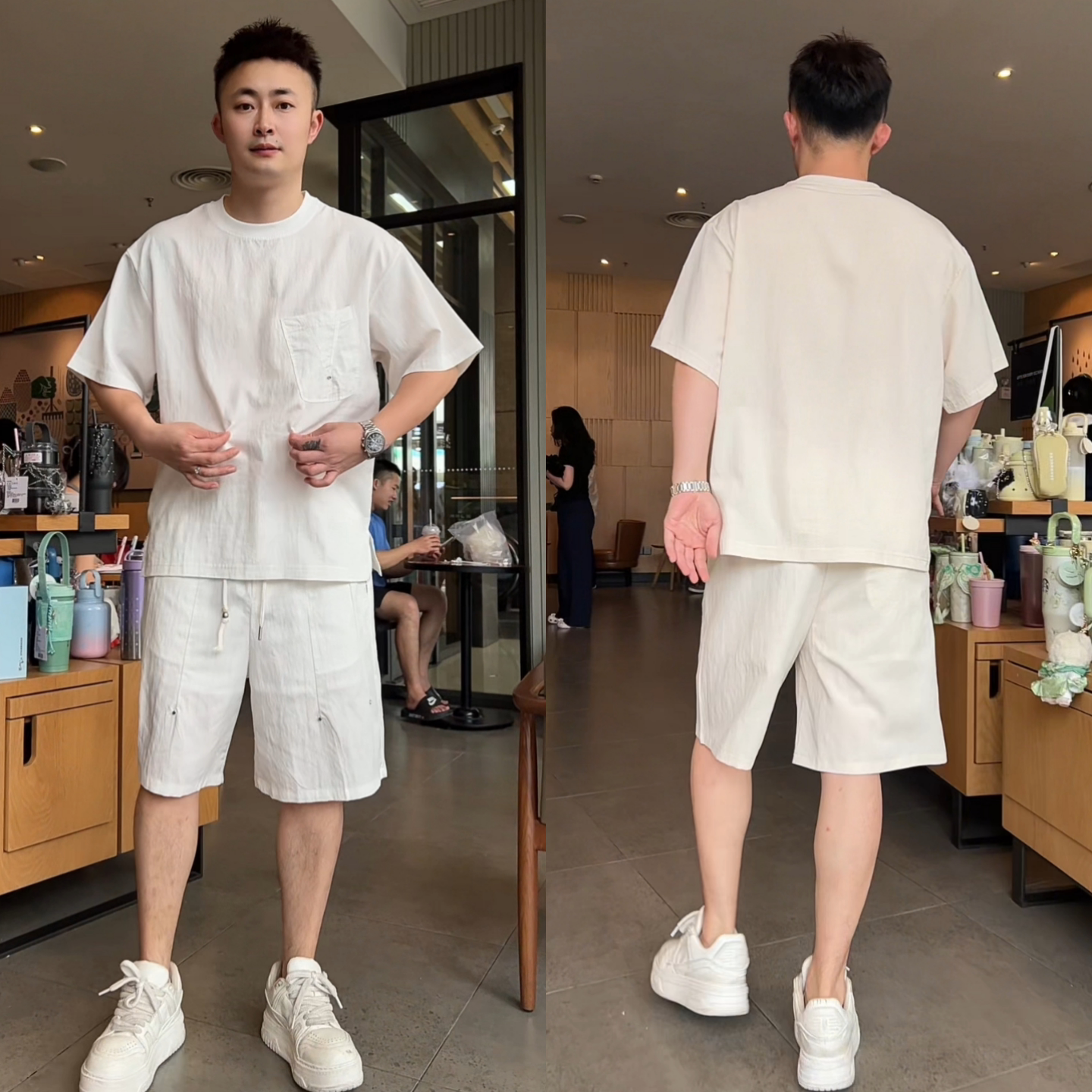 夏季新款轻熟风时尚男士短袖短裤两件套高级感百搭休闲百搭套装潮