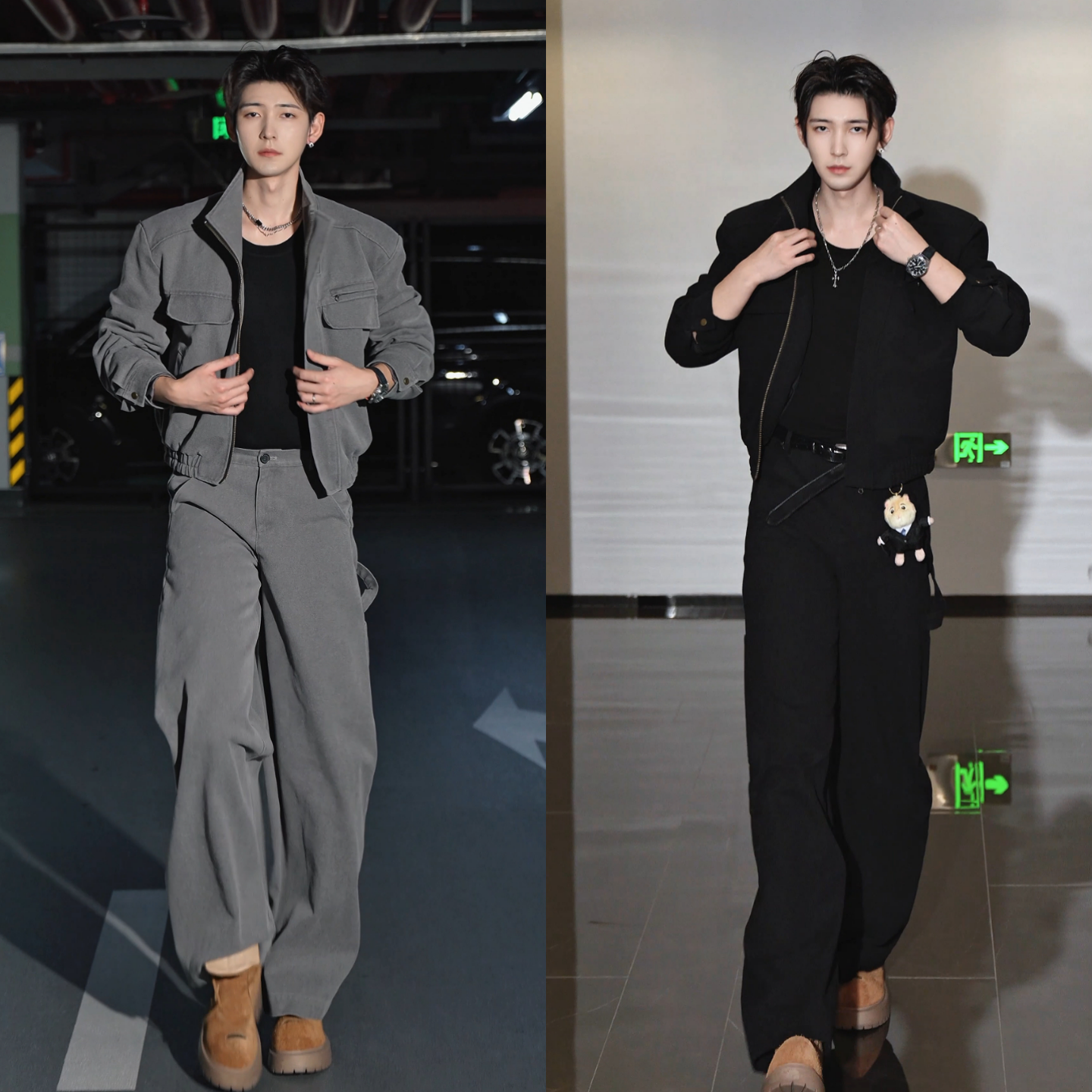 秋季新款潮流复古工装套装男士