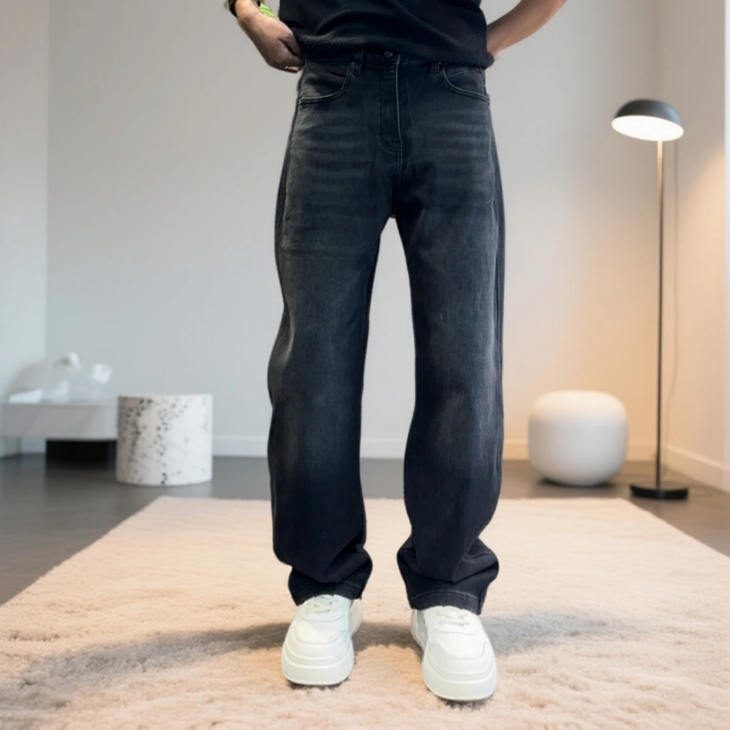 冬款休闲裤男士立体剪裁百搭直筒牛仔裤美式复古水洗做旧高街百搭