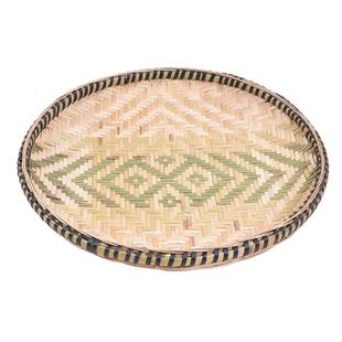 饰绘画 竹编制品竹簸箕竹筛子圆竹匾家用手工竹编托盘农家用竹筐装