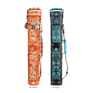 JF台球杆桶 2球杆盒如花似鱼真皮雕刻六孔台球杆盒 JFLOWERS九球1