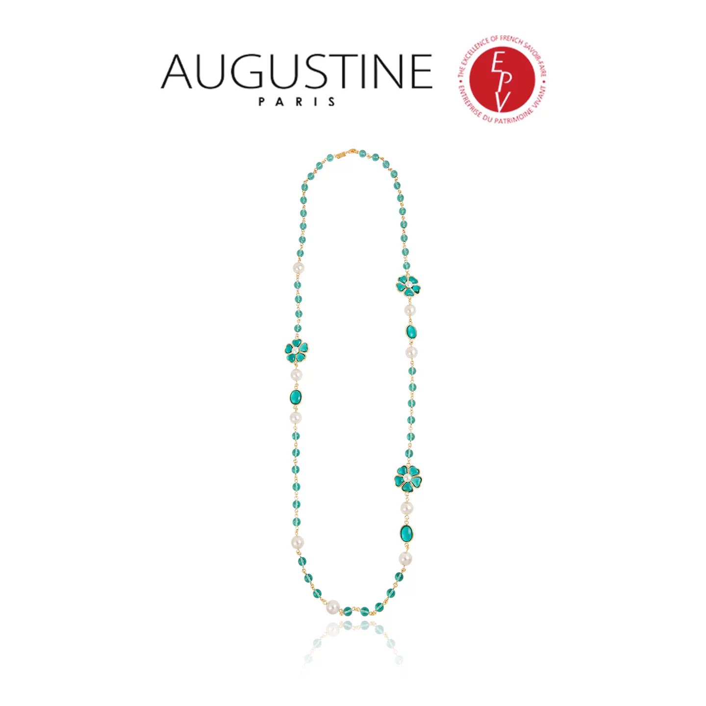 【AZLOOK】Augustine Paris古法琉璃绿色山茶花项链耳环戒指套装