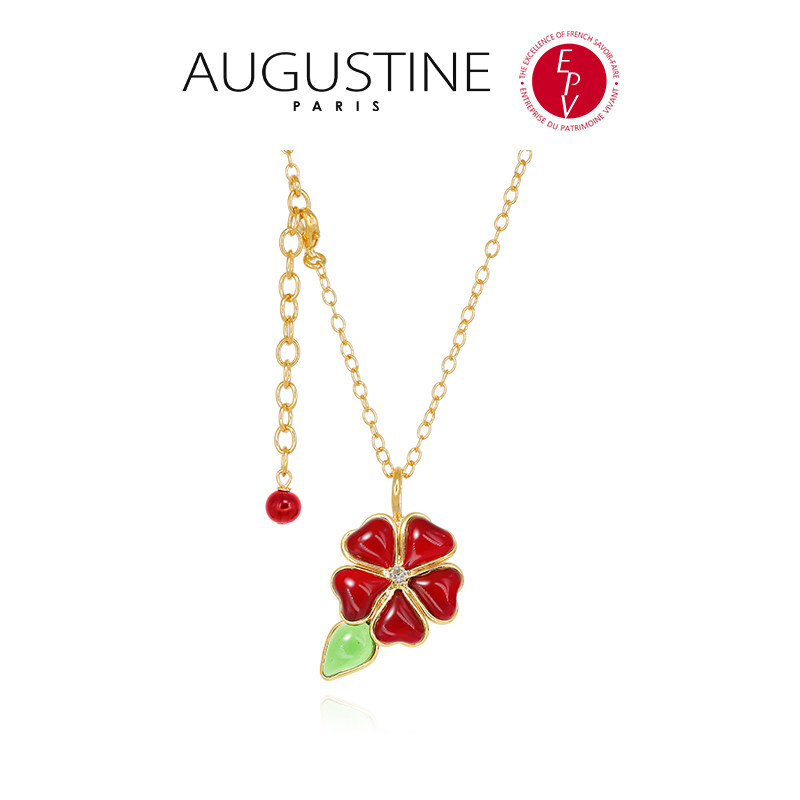 【AZLOOK】Augustine Paris古法琉璃山茶花耳环项链法式时尚套装