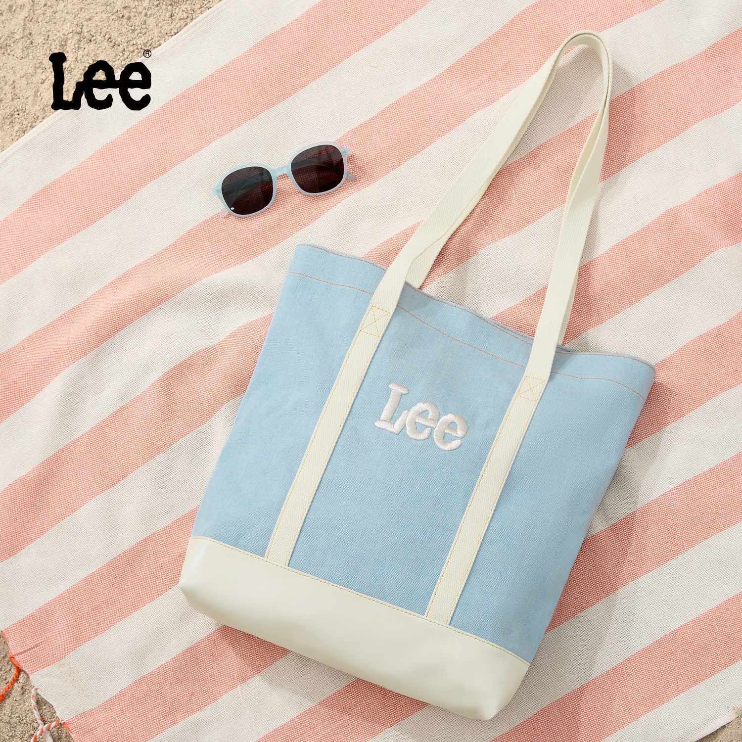 Lee新款大容量拼接托特包