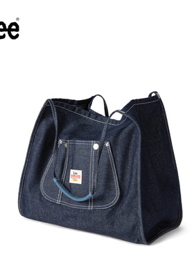 Lee经典丹宁牛仔托特包女包通勤购物包手提野餐包大容量单肩包女