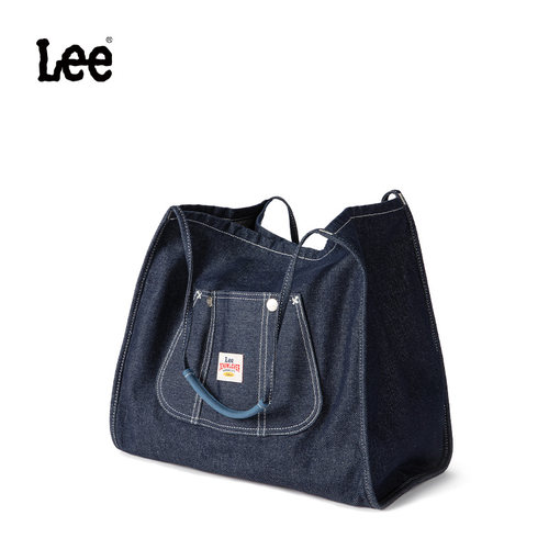 lee丹宁牛仔托特包大容量单肩包